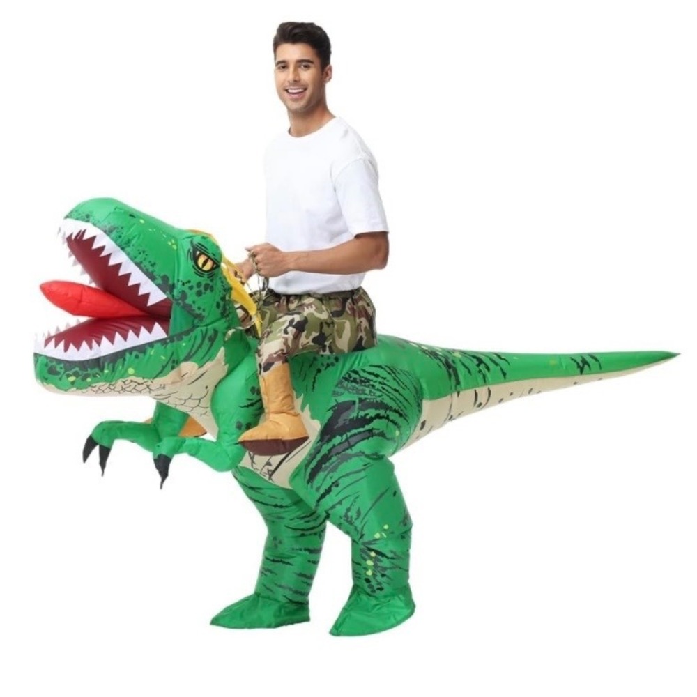 Doscos Inflatable Dinosaur Costume Adult One Size Green Excellent T-Rex Rider